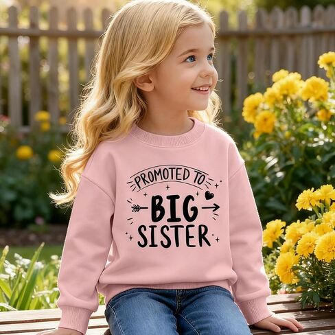 Big Sister Sweatshirts for Girl Promoted to Big Sist Toddler Baby Long Sleeve Kids Casual Pullover Tops in Saudi Arabia