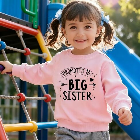 Big Sister Sweatshirts for Girl Promoted to Big Sist Toddler Baby Long Sleeve Kids Casual Pullover Tops in Saudi Arabia