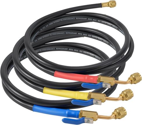 Refrigerant Hose 29806 72" 1/4 Diameter with Compact Ball Valve Compatible with Yellow Jacket, 800 PSI Working Pressure, Havc Hose with Standard 1/4" Flare Fittings for R410A R134A R1234yf, 3 Pack in Kuwait