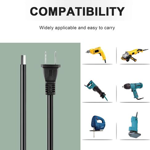 سلك طاقة تيار متردد 18AWG مدرج في قائمة UL بطول 10 أقدام متوافق مع منشار الرقصة Bosch 1584VS (0601584639) 1587AVS (0601587651) in Saudi Arabia