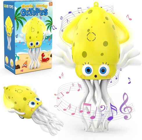 Electric Dancing Octopus Baby Toy with LED Light and Music, Dancing Squid Kids Toys Boys Girls Age 3-5 4-5, Automatic Obstacle Avoidance Birthday for Boys Girls in Saudi Arabia