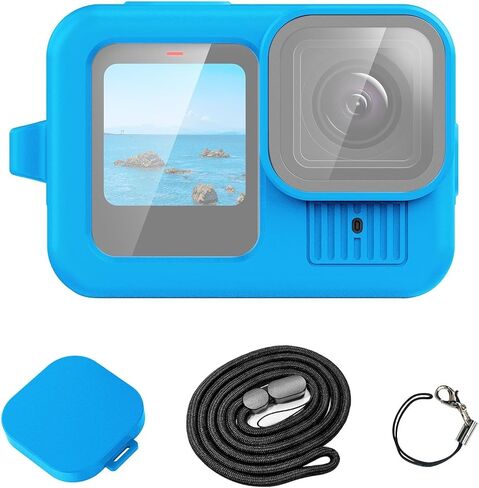 for GoPro HERO13 Black PULUZ Silicone Protective Case Cover with Wrist Strap & Lens Cover (Black) in Saudi Arabia