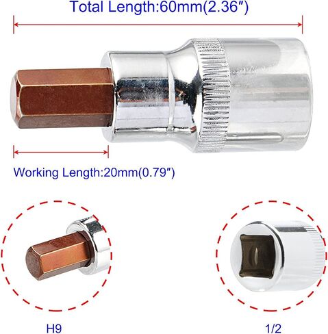 Aopin 1/2 Inch Bit Socket 8mm (H8), Auto Repairs Tools, S2 Steel Bit, CR-V Steel Sockets, 2.4 "(60mm) Length, 2pcs in Saudi Arabia