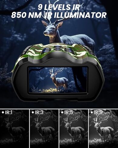 نظارات للرؤية الليلية، مناظير 4K مع كاميرا، شاشة عالية الدقة 3.5 بوصة وبطاقة TF سعة 32 جيجابايت، رؤية ليلية 9 تروس، تكبير رقمي 10X، رؤية ليلية ببطارية 4000 مللي أمبير في الساعة in Kuwait