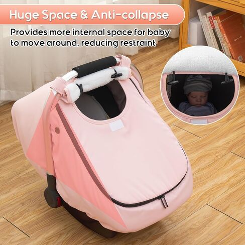 Winter Car Seat Cover Baby Gril, Infant Car Seat Cover with Soft Fleece Lined, Warm Carseat Covers with Side Breathable Vents, Universal Cold Weather Shield for Newborn Shower Party in Kuwait