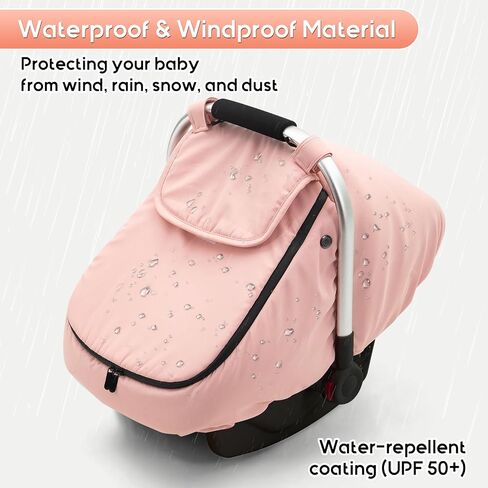 Winter Car Seat Cover Baby Gril, Infant Car Seat Cover with Soft Fleece Lined, Warm Carseat Covers with Side Breathable Vents, Universal Cold Weather Shield for Newborn Shower Party in Kuwait