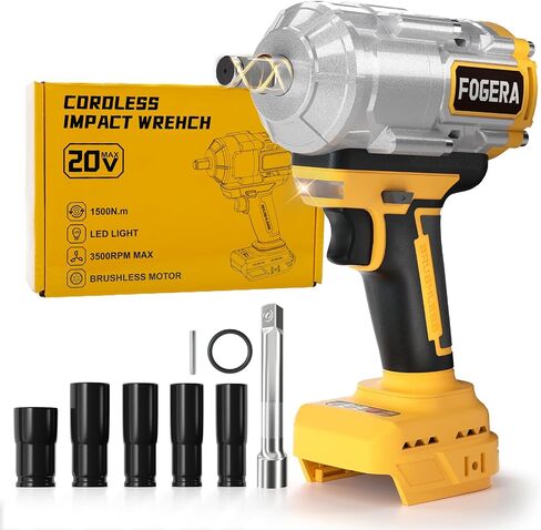 Cordless Impact Wrench 1/2 Inch - Compatible with Dewalt 20V Batteries, 1100 Ft-lbs (1500N.m) High Torque Impact Driver, Brushless Impact Gun with 3 Speed Modes & LED Light (Battery Not Included) in Saudi Arabia