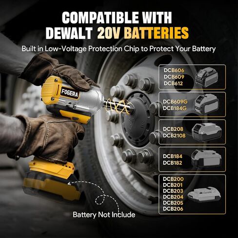 Cordless Impact Wrench 1/2 Inch - Compatible with Dewalt 20V Batteries, 1100 Ft-lbs (1500N.m) High Torque Impact Driver, Brushless Impact Gun with 3 Speed Modes & LED Light (Battery Not Included) in Saudi Arabia