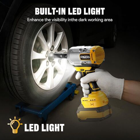 Cordless Impact Wrench 1/2 Inch - Compatible with Dewalt 20V Batteries, 1100 Ft-lbs (1500N.m) High Torque Impact Driver, Brushless Impact Gun with 3 Speed Modes & LED Light (Battery Not Included) in Saudi Arabia