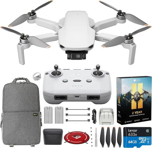 كاميرا DJI Mini 2 SE بدون طيار كوادكوبتر مع وحدة تحكم عن بعد RC-N1، فيديو QHD، ناقل حركة 10 كم، أقل من 249 جرام، العودة إلى المنزل، حزمة اللقطات الاحترافية التلقائية مع حقيبة ظهر Deco Gear + الملحقات in Kuwait