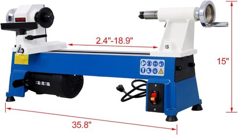 12" x 18" Large Wood Lathe, Benchtop Wood Lathe Machine 3/4 HP Infinitely Variable Speed 650-3800 RPM for Woodworking, Woodturning (Gray 1) in Saudi Arabia