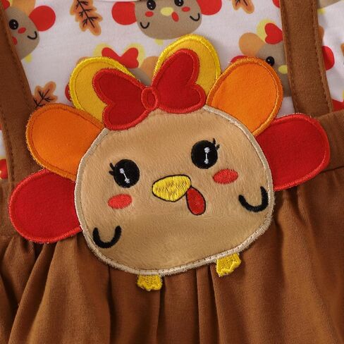 MAYUMMPY Baby Girl Thanksgiving Outfits Ruffled Turkey Print Long Sleeve Romper Dress with Bow Headband Holiday Clothes in Saudi Arabia