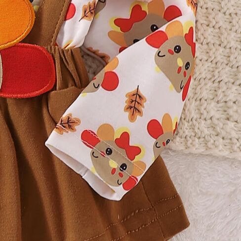 MAYUMMPY Baby Girl Thanksgiving Outfits Ruffled Turkey Print Long Sleeve Romper Dress with Bow Headband Holiday Clothes in Saudi Arabia