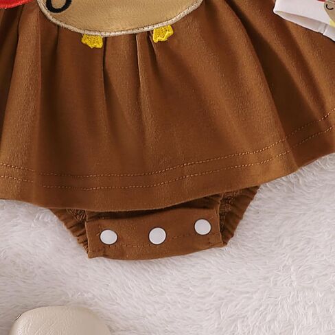 MAYUMMPY Baby Girl Thanksgiving Outfits Ruffled Turkey Print Long Sleeve Romper Dress with Bow Headband Holiday Clothes in Saudi Arabia