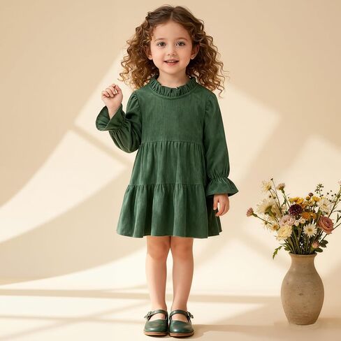 American Trends Toddler Baby Girls Dresses Flare Long Sleeve Casual Boho Dress with Bow for Girls Fall Winter Clothes Outfits in Saudi Arabia