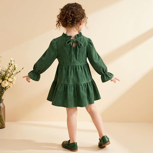 American Trends Toddler Baby Girls Dresses Flare Long Sleeve Casual Boho Dress with Bow for Girls Fall Winter Clothes Outfits in Saudi Arabia