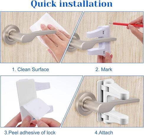 2 Pack Child Proof Door Lock, Door Handle Baby Proof Doors Locks for Kids Safety Child Doors Knob Covers Lever Lock with Adhesive Backing Prevents Toddlers from Opening White in Saudi Arabia