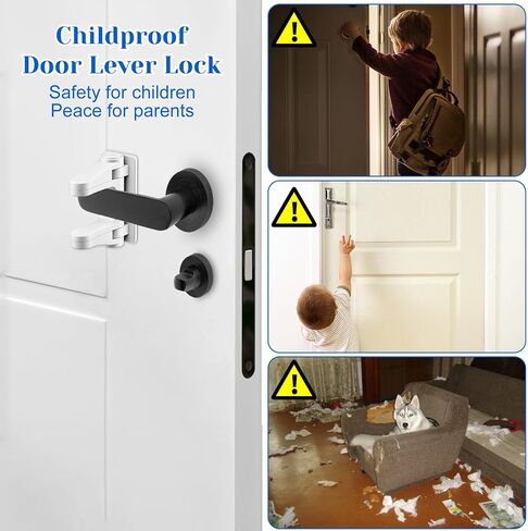 2 Pack Child Proof Door Lock, Door Handle Baby Proof Doors Locks for Kids Safety Child Doors Knob Covers Lever Lock with Adhesive Backing Prevents Toddlers from Opening White in Saudi Arabia
