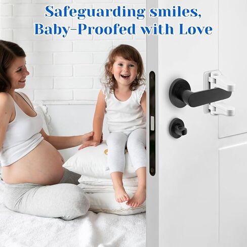 2 Pack Child Proof Door Lock, Door Handle Baby Proof Doors Locks for Kids Safety Child Doors Knob Covers Lever Lock with Adhesive Backing Prevents Toddlers from Opening White in Saudi Arabia