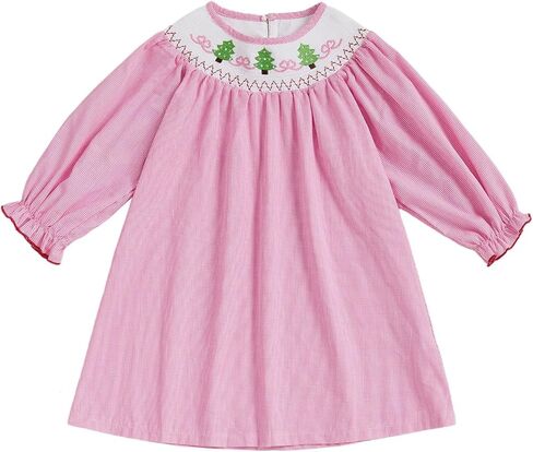 Toddler Baby Girl Christmas Dress Long Sleeve Santa Embroidery Plaid Princess Dresses Cute Christmas Outfits Set in Saudi Arabia