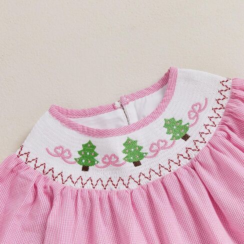 Toddler Baby Girl Christmas Dress Long Sleeve Santa Embroidery Plaid Princess Dresses Cute Christmas Outfits Set in Saudi Arabia
