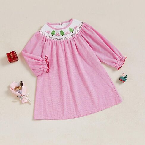 Toddler Baby Girl Christmas Dress Long Sleeve Santa Embroidery Plaid Princess Dresses Cute Christmas Outfits Set in Saudi Arabia