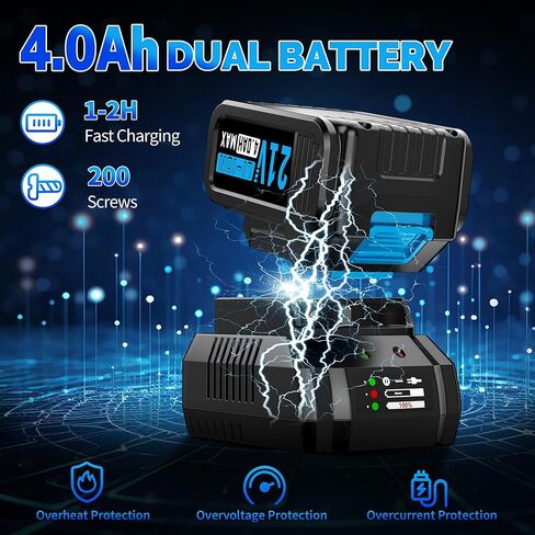 LDHTHOPI 1000 N.m(740 FT-lbs) مفتاح ربط لاسلكي، 1/2 في 3500 دورة في الدقيقة مسدس كهربائي بدون فرشاة عزم دوران عالي 21 فولت 2x4.0 أمبير بطارية 6 مقبس وحقيبة للمنزل والسيارة والشاحنة وإزالة صامولة الإطارات - 2025 مطورة in Kuwait