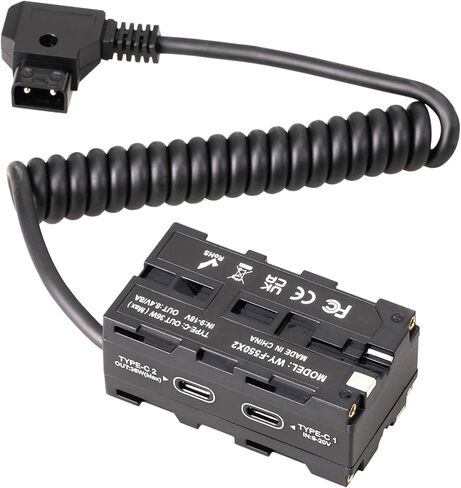 Hersmay Dual NP-F970 Dummy Battery D-TAP to NP-F550/750/970 Dummy Battery for Synchronous Power Atomos Ninja Shinobi Monitor Video Transmitter LED Light,USB Type-C PD in Out in Saudi Arabia