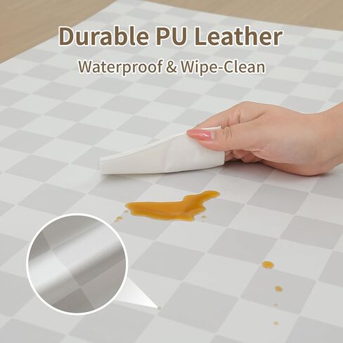 سجادة لعب أطفال كبيرة من الجلد النباتي للأرضية، 1.3 بوصة إسفنج سميك 59x82 قابل للطي ومقاوم للماء للأطفال، سجادة لعب أنيقة ويمكن تنظيفها بالمسح فقط للعب الأطفال على الأرض (مربع رمادي) in Kuwait