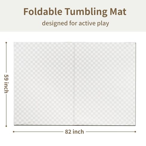 سجادة لعب أطفال كبيرة من الجلد النباتي للأرضية، 1.3 بوصة إسفنج سميك 59x82 قابل للطي ومقاوم للماء للأطفال، سجادة لعب أنيقة ويمكن تنظيفها بالمسح فقط للعب الأطفال على الأرض (مربع رمادي) in Kuwait