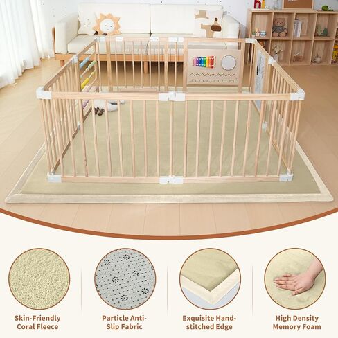 SUNYRISY Baby Play Mat for Floor 60 x 60in، 1.4in سميكة رغوة الذاكرة مبطنة لعب ماتس للطفل، لينة المخملية الرضع طفل رضيع الزحف حصيرة للحضانة، عدم الانزلاق القاع in Kuwait