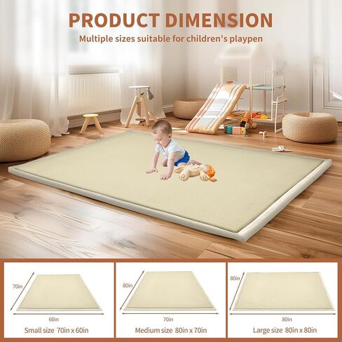 SUNYRISY Baby Play Mat for Floor 60 x 60in، 1.4in سميكة رغوة الذاكرة مبطنة لعب ماتس للطفل، لينة المخملية الرضع طفل رضيع الزحف حصيرة للحضانة، عدم الانزلاق القاع in Kuwait