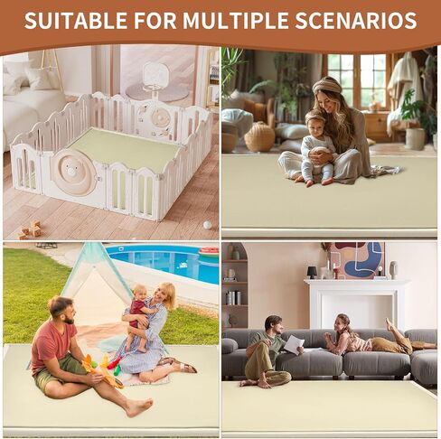 SUNYRISY Baby Play Mat for Floor 60 x 60in، 1.4in سميكة رغوة الذاكرة مبطنة لعب ماتس للطفل، لينة المخملية الرضع طفل رضيع الزحف حصيرة للحضانة، عدم الانزلاق القاع in Kuwait