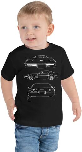 Sports Car C4 Owner Custom Outline Art Toddler Short Sleeve Tee Black in Saudi Arabia