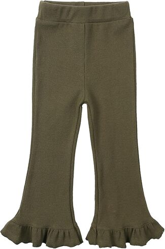 Baby Girl Flare Pants Toddler Cotton Ruffle Leggings Bell Bottoms Solid Active Yoga Dance Trousers Kids Stretchy Cute Clothes in Saudi Arabia