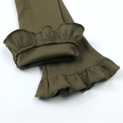 Baby Girl Flare Pants Toddler Cotton Ruffle Leggings Bell Bottoms Solid Active Yoga Dance Trousers Kids Stretchy Cute Clothes in Saudi Arabia