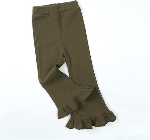 Baby Girl Flare Pants Toddler Cotton Ruffle Leggings Bell Bottoms Solid Active Yoga Dance Trousers Kids Stretchy Cute Clothes in Saudi Arabia