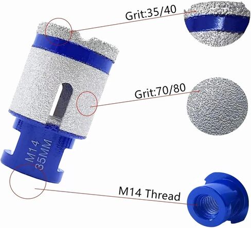 M14 Diamond Drill Bit, Diameter 32/35/40/45/50mm, Shaping, Trimming, Grinding, Ceramic Tiles, Granite, Enlarged Oblique Hole 1Pcs(50mm) in Saudi Arabia