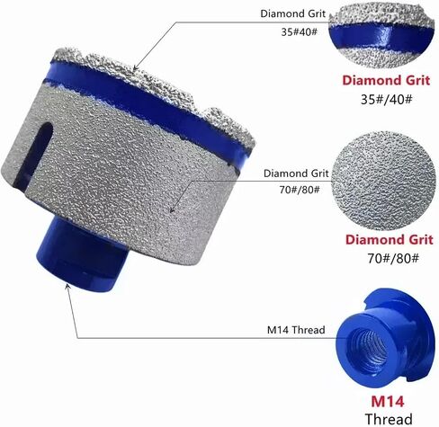 Diamond Drilling Milling Finger Bit 20mm/25mm/35mm/50mm/68mm M14 1Pcs(1PCS-50mm) in Saudi Arabia