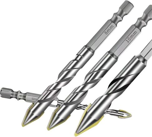 High Hardness Eccentric Drill Precision Drilling 6/8/10/12mm Glass Tile Ceramic Punching Rock Slab Triangle Drill Bit ﻿1Pcs(6mm-8mm-10mm) in Kuwait