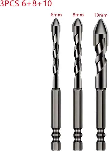 High Hardness Eccentric Drill Precision Drilling 6/8/10/12mm Glass Tile Ceramic Punching Rock Slab Triangle Drill Bit ﻿1Pcs(6mm-8mm-10mm) in Kuwait