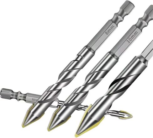 High Hardness Eccentric Drill Precision Drilling 6/8/10/12mm Glass Tile Ceramic Punching Rock Slab Triangle Drill Bit ﻿1Pcs(6mm-8mm-10mm) in Saudi Arabia