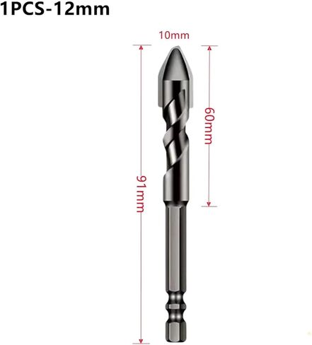 High Hardness Eccentric Drill Precision Drilling 6/8/10/12mm Glass Tile Ceramic Punching Rock Slab Triangle Drill Bit ﻿1Pcs(6mm-8mm-10mm) in Saudi Arabia