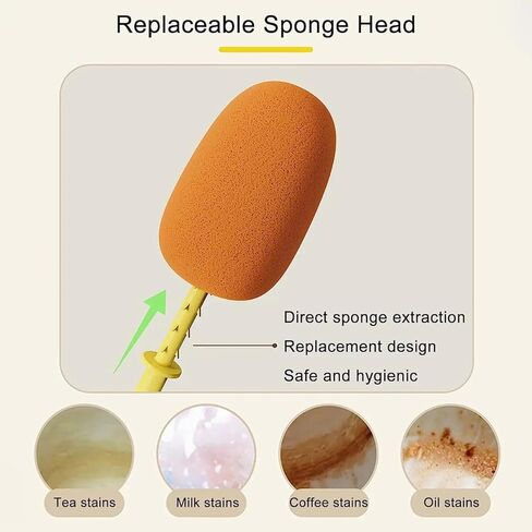 Kitchen_Empire_3-in-1 Long Handle Bottle Cleaning Brush | Multipurpose Cup Scrubber with Sponge Head & Notch Cleaner | Kitchen & Baby Bottle Cleaner Tool in Kuwait