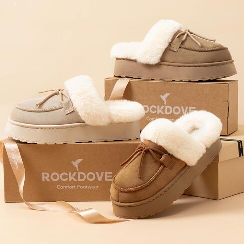 شبشب RockDove نسائي من Microsuede Moc ذو إصبع القدم من الإسفنج الذكي مع نعل داخلي/خارجي in Kuwait