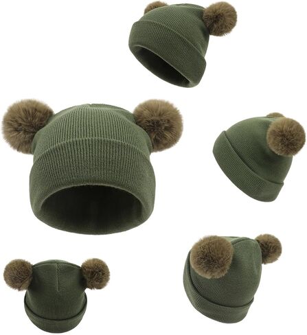 Baby Beanie Hats Toddler Infant Winter Hat for Boys Girls Newborn Beanies with Pom Pom in Saudi Arabia