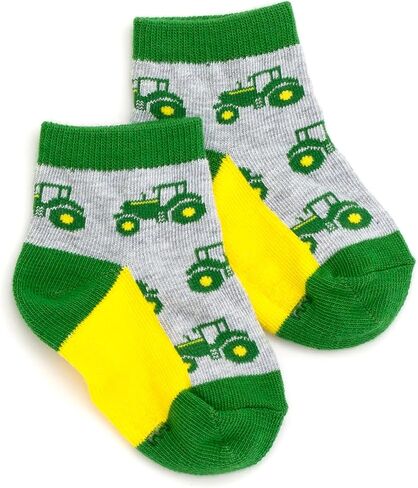 John Deere Construction Trucks Baby 3 Pack Non-Slip Ankle Socks with Grip Newborn to Infant Sizes (0-6 Months - 6-12 Months) in Saudi Arabia