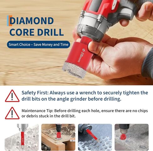 Diamond Tile Hole Saw Kit 10pcs, Diamond Core Drill Bits 6/6/20/25/35/50/75/100MM w/Chamfer Drill Bit and Hexagonal Shank Adapter for Tile Porcelain Ceramic Marble in Saudi Arabia