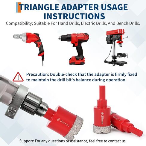 Diamond Tile Hole Saw Kit 10pcs, Diamond Core Drill Bits 6/6/20/25/35/50/75/100MM w/Chamfer Drill Bit and Hexagonal Shank Adapter for Tile Porcelain Ceramic Marble in Saudi Arabia