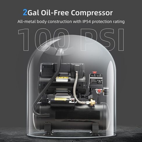 Air Compressor, 2.0 Gallon, 1.0 HP Oil Free, Max 115 PSI, 65dB Ultra Quiet, for Auto Repair, Tire Inflation, Spray Painting, Woodwork Nailing in Kuwait